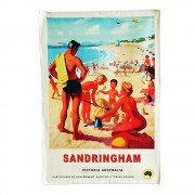 Cotton Tea Towel - Travel Beach Poster Sandringham